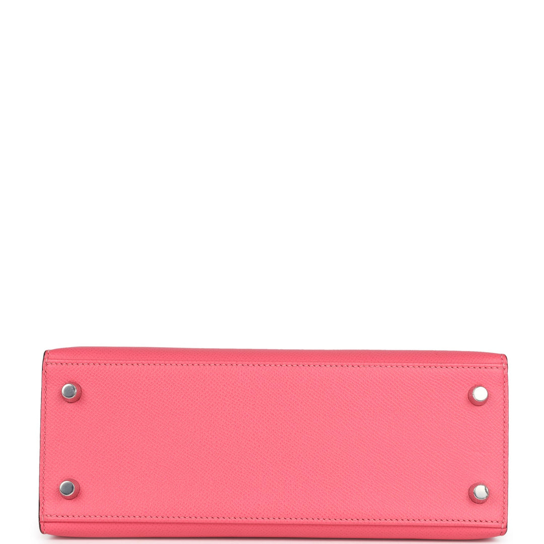 New Hermes Kelly Sellier 25 Rose Azalee Epsom Palladium Hardware