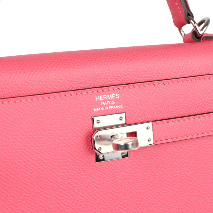 New Hermes Kelly Sellier 25 Rose Azalee Epsom Palladium Hardware