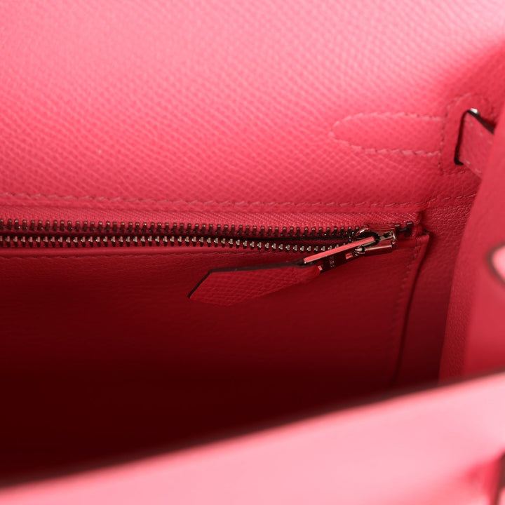 New Hermes Kelly Sellier 25 Rose Azalee Epsom Palladium Hardware