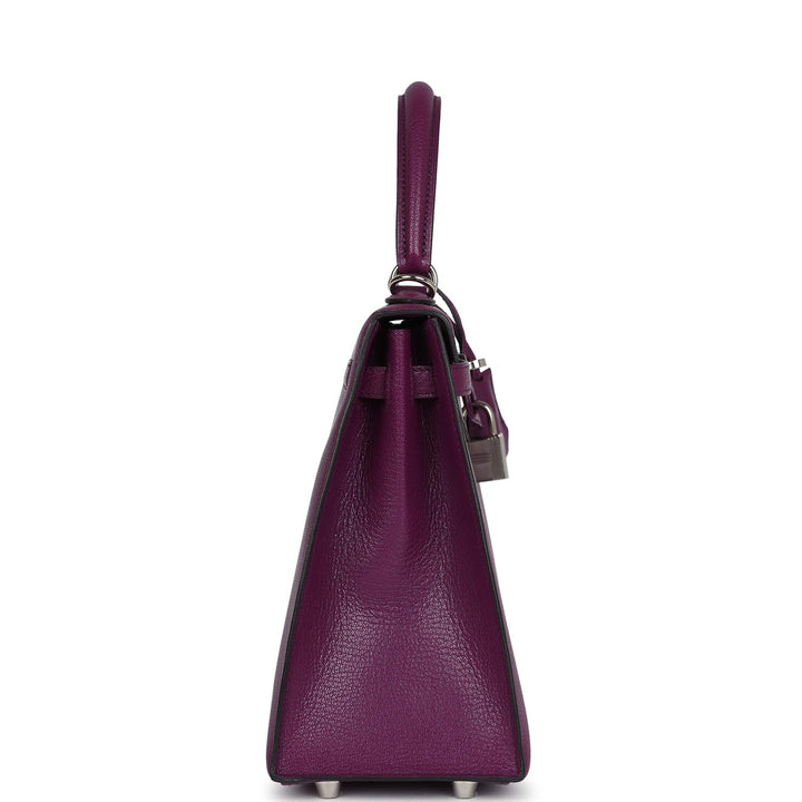Hermes Kelly Sellier 25 Anemone Chevre Mysore Palladium Hardware