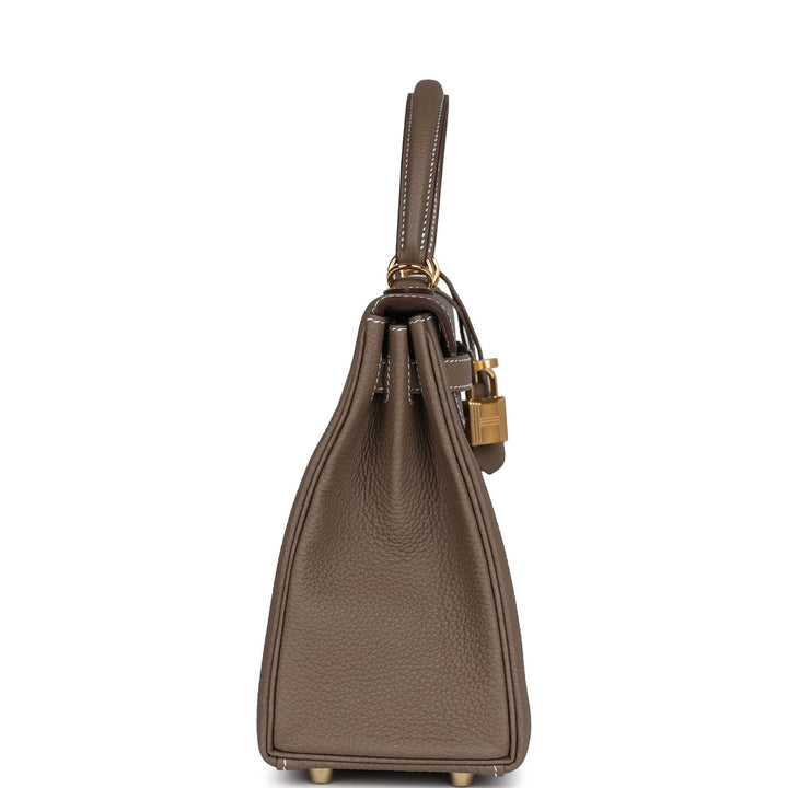 Hermes Kelly Retourne 25 Etoupe Togo Gold Hardware