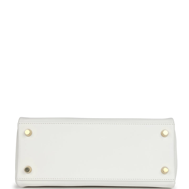 Hermes Kelly Retourne 25 New White Swift Gold Hardware