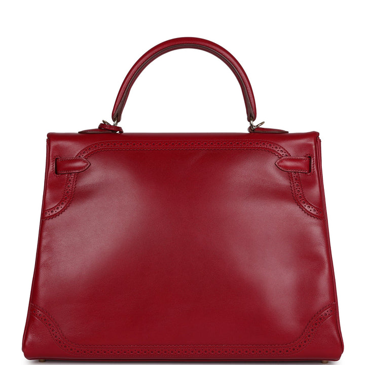 New Hermes Ghillies Kelly Retourne 35 Rubis Tadelakt Permabrass Hardware