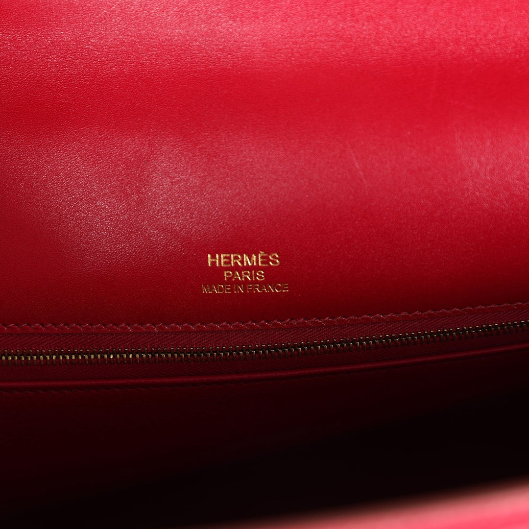 New Hermes Ghillies Kelly Retourne 35 Rubis Tadelakt Permabrass Hardware