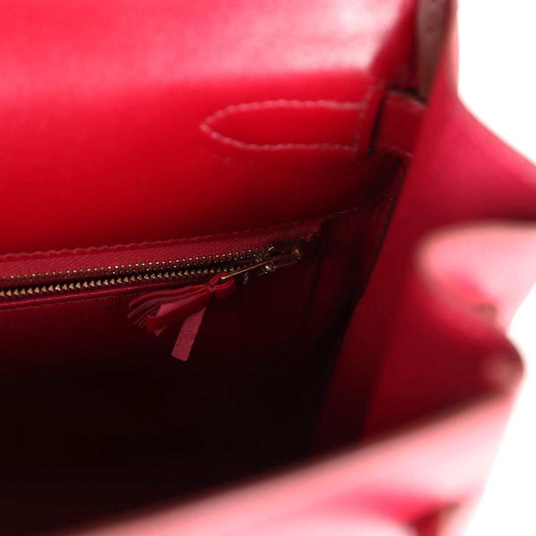 New Hermes Ghillies Kelly Retourne 35 Rubis Tadelakt Permabrass Hardware