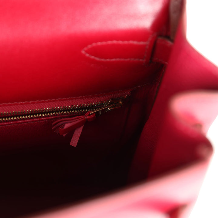 New Hermes Ghillies Kelly Retourne 35 Rubis Tadelakt Permabrass Hardware