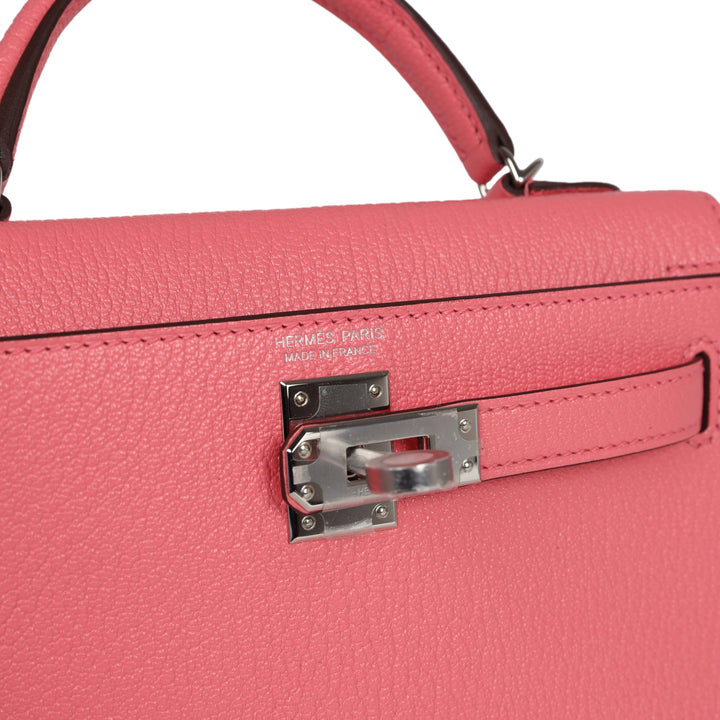 Hermes Kelly Sellier 20 Rose D'Ete Verso Chèvre Palladium Hardware