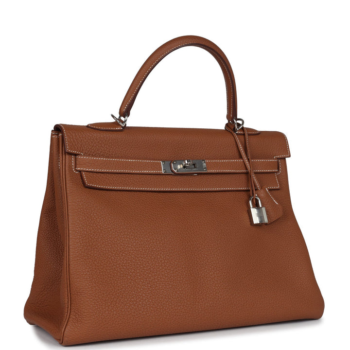 New Hermes Kelly Retourne 35 Gold Togo Palladium Hardware