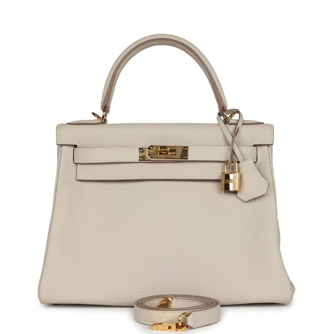 New Hermes Kelly Retourne 28 Craie Togo Gold Hardware