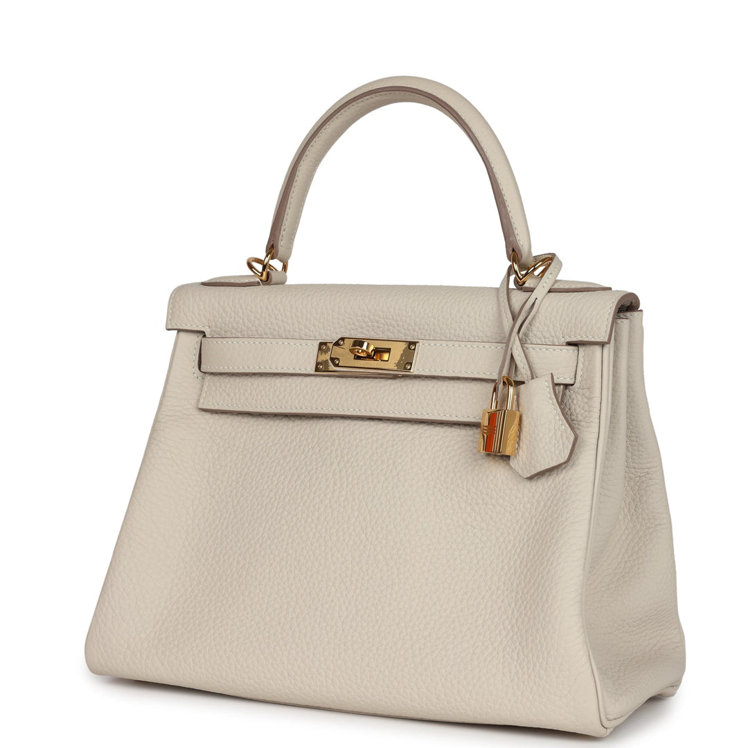 New Hermes Kelly Retourne 28 Craie Togo Gold Hardware