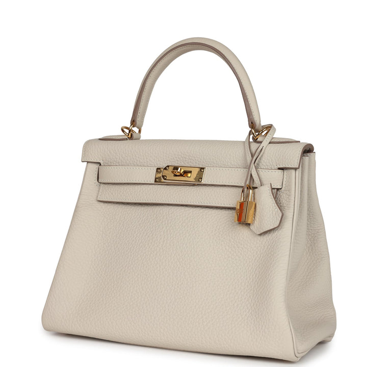 New Hermes Kelly Retourne 28 Craie Togo Gold Hardware