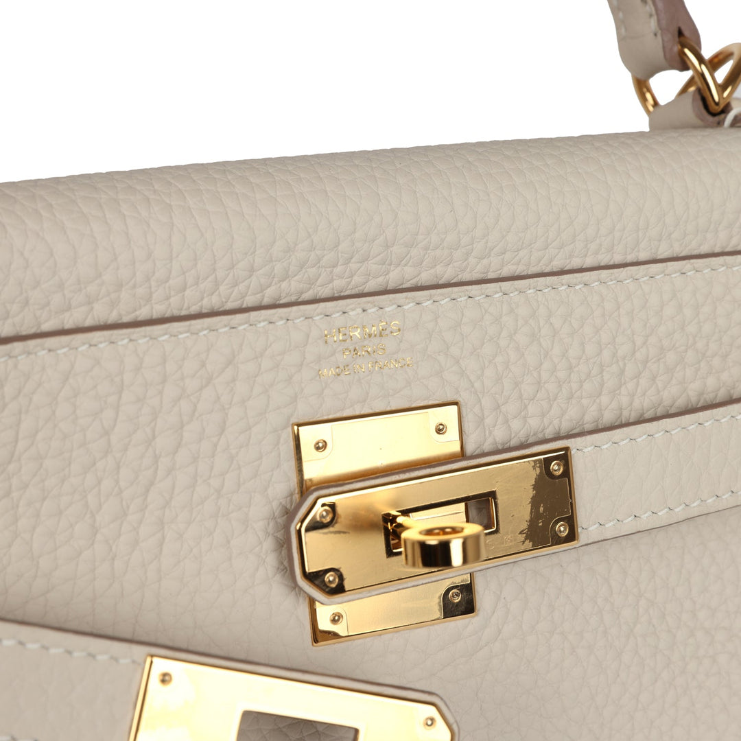 New Hermes Kelly Retourne 28 Craie Togo Gold Hardware