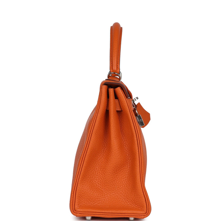 New Hermes Special Order (HSS) Kelly Retourne 28 Orange Togo Palladium Hardware