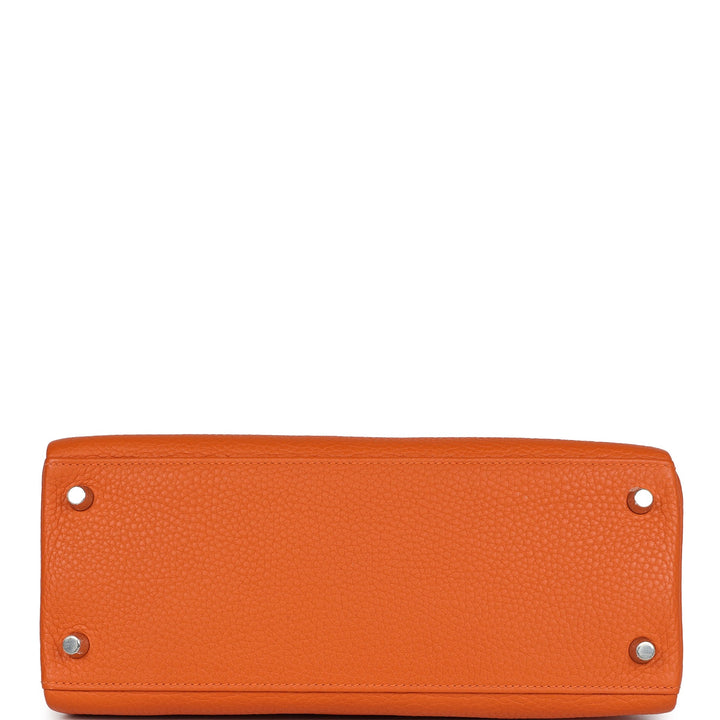 New Hermes Special Order (HSS) Kelly Retourne 28 Orange Togo Palladium Hardware