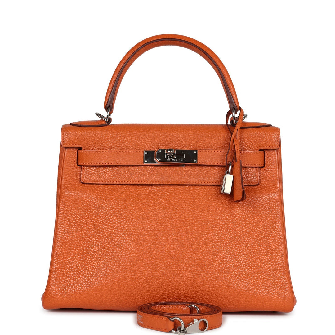 New Hermes Kelly Retourne 28 Orange Togo Palladium Hardware