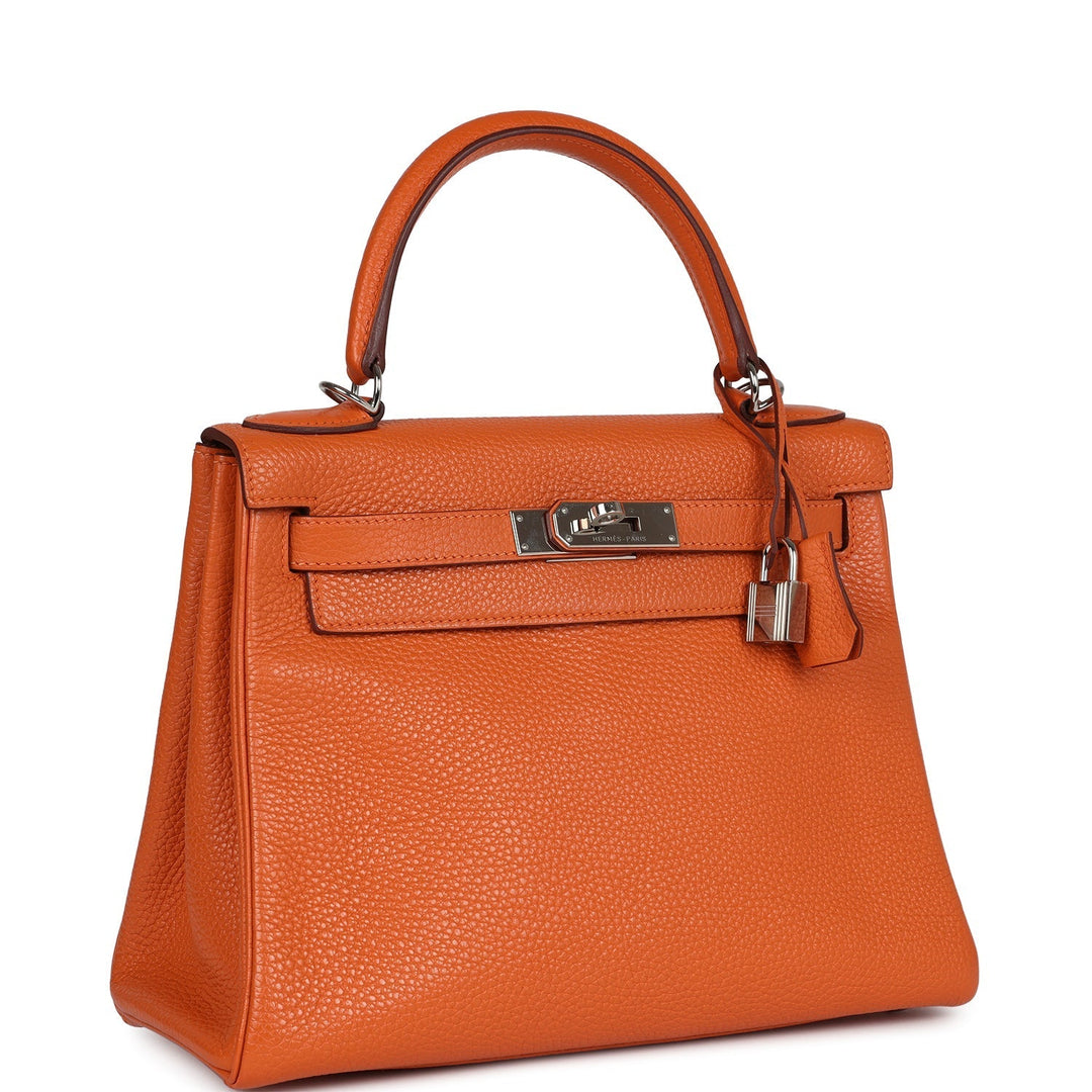 New Hermes Kelly Retourne 28 Orange Togo Palladium Hardware
