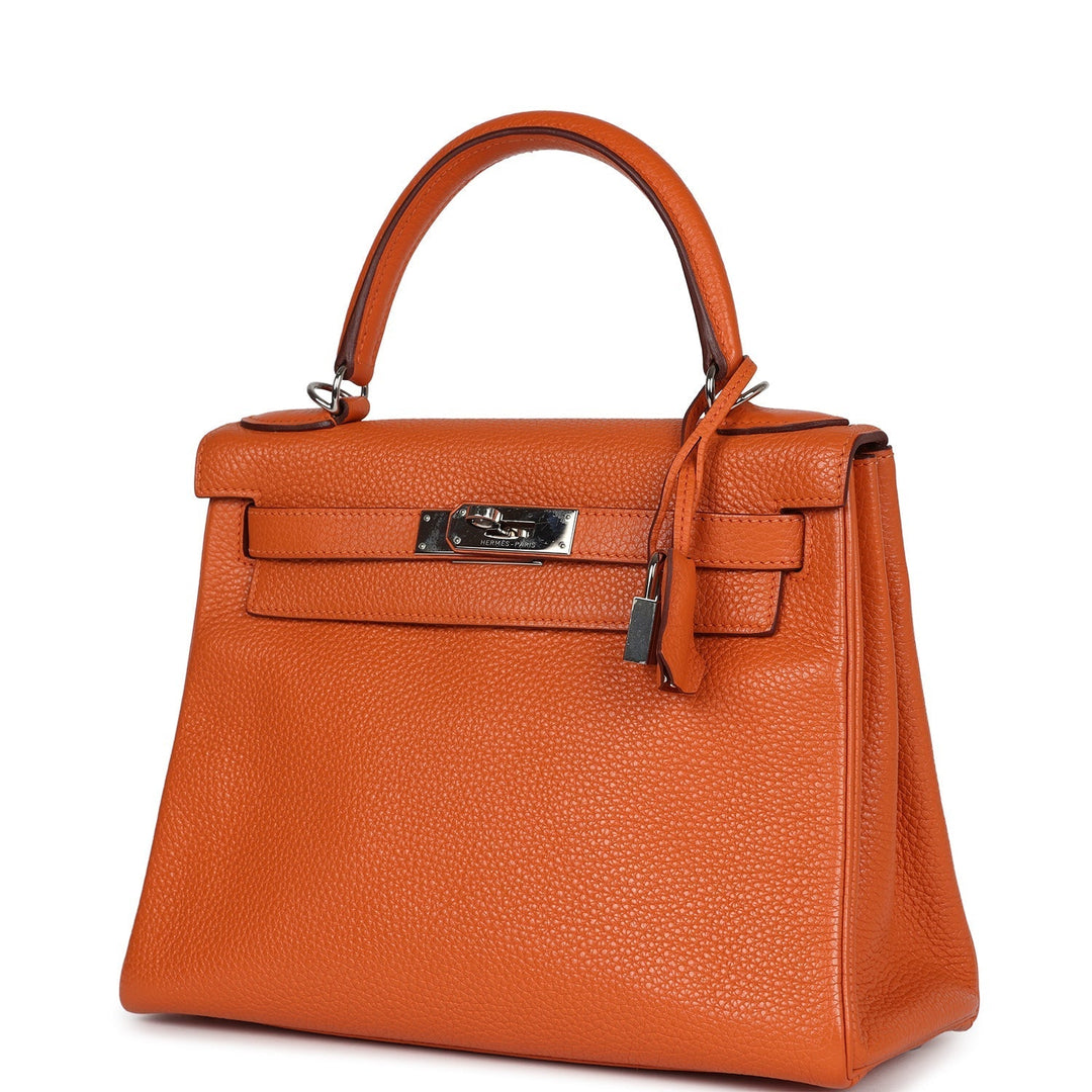 New Hermes Kelly Retourne 28 Orange Togo Palladium Hardware
