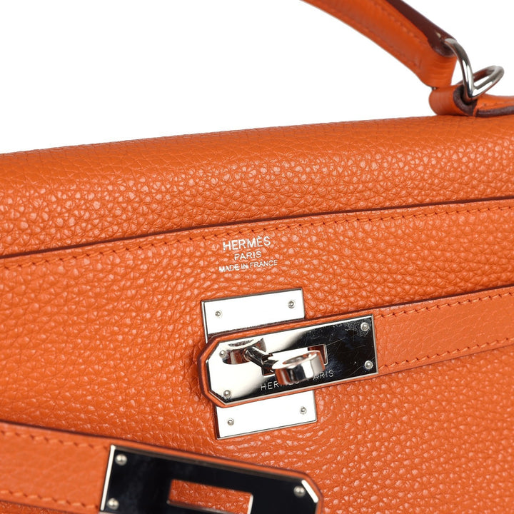 New Hermes Kelly Retourne 28 Orange Togo Palladium Hardware
