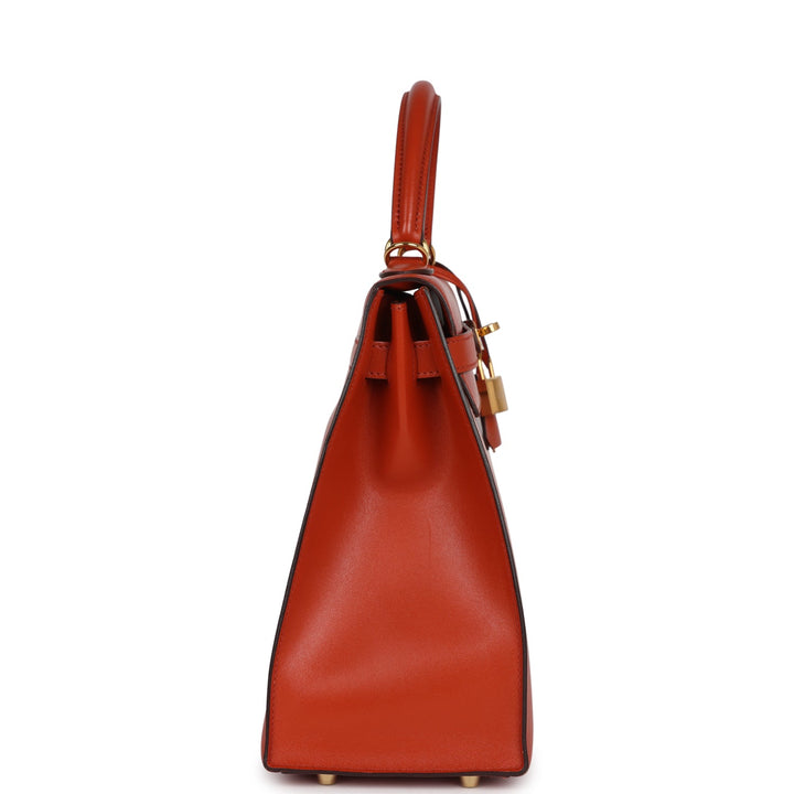 New Hermes Kelly Sellier 32 Terre Battue Tadelakt Gold Hardware
