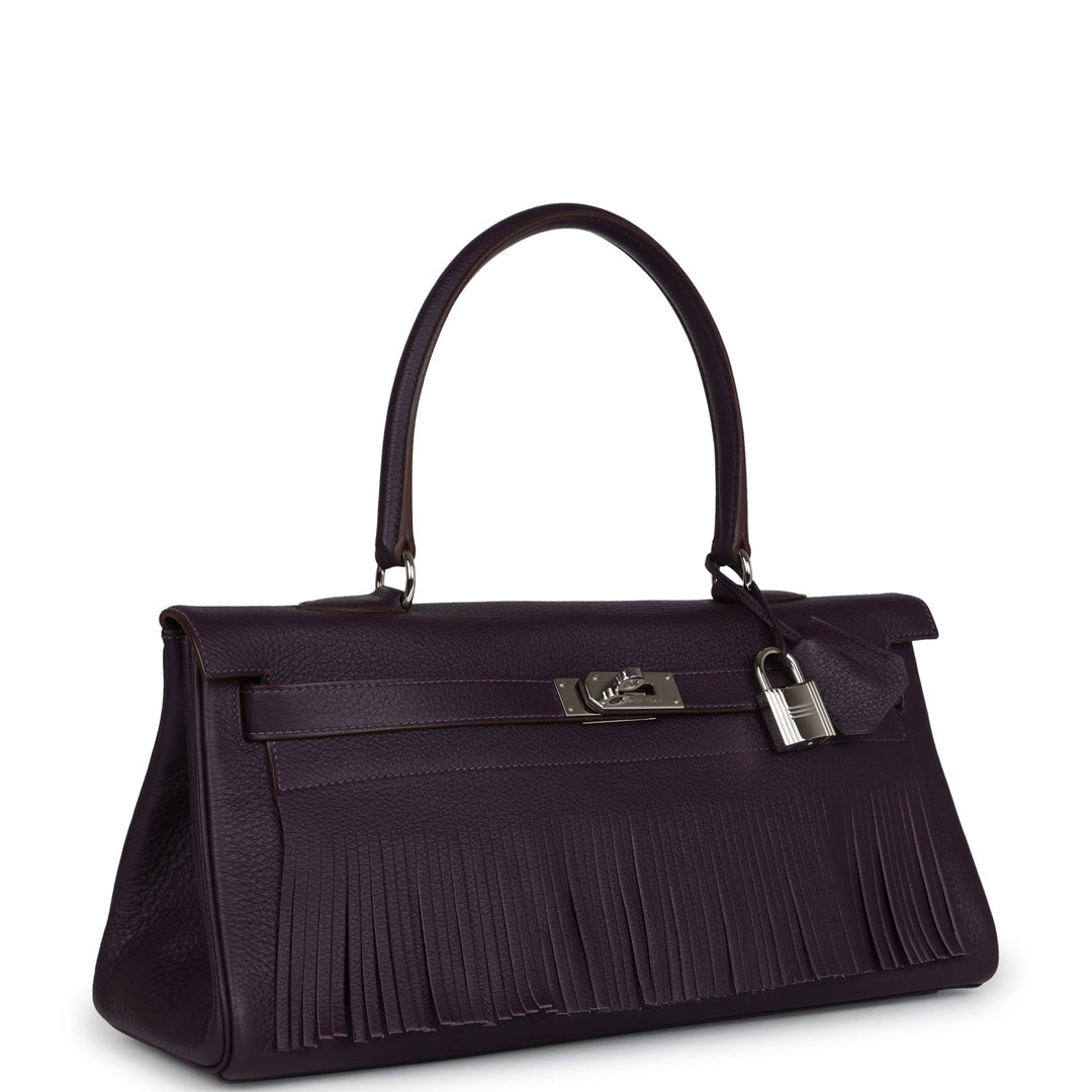 New Hermes Fringe Shoulder Kelly 42 JPG Raisin Clemence Palladium Hardware
