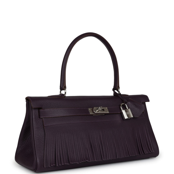 New Hermes Fringe Shoulder Kelly 42 JPG Raisin Clemence Palladium Hardware
