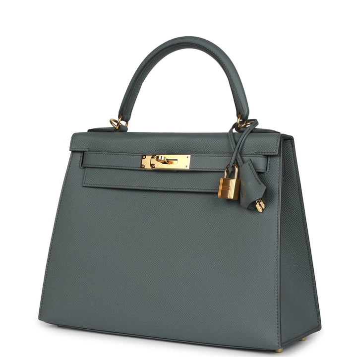 New Hermes Kelly Sellier 28 Vert Amande Epsom Gold Hardware