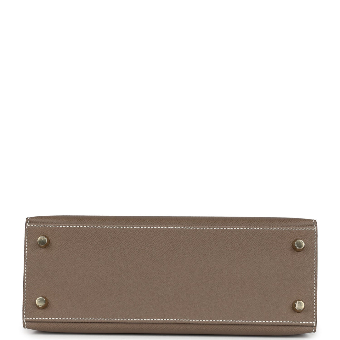 Hermes Kelly Sellier 25 Etoupe Epsom Gold Hardware