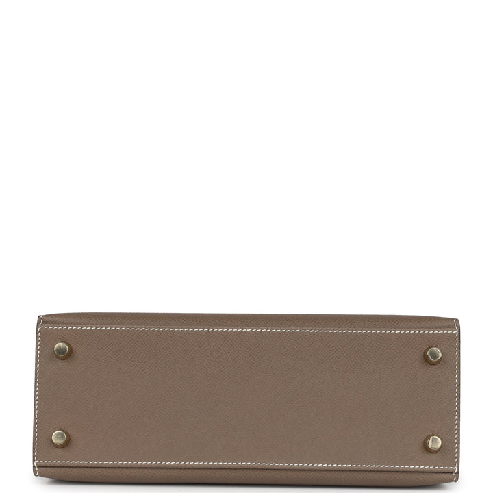 Hermes Kelly Sellier 25 Etoupe Epsom Gold Hardware