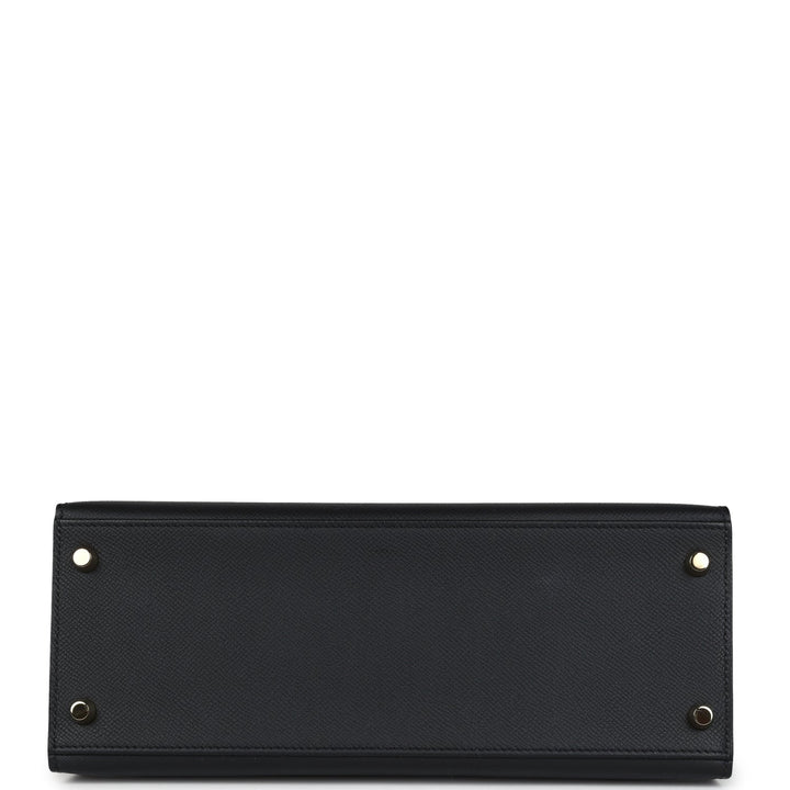 New Hermes Kelly Sellier 28 Black Epsom Permabrass Hardware