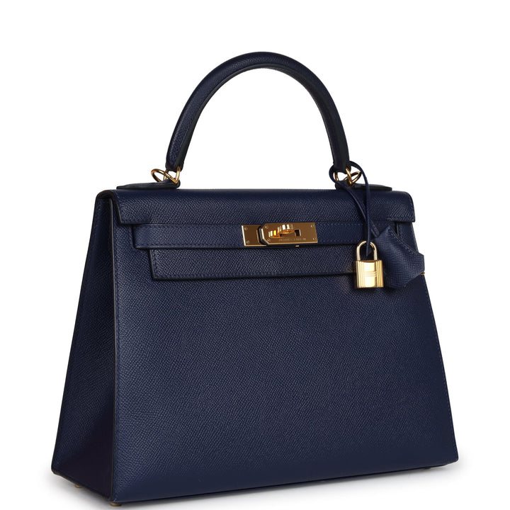 New Hermes Kelly Sellier 28 Bleu Saphir Epsom Gold Hardware