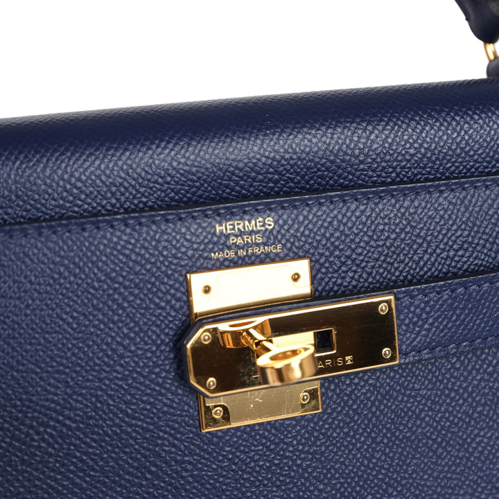 New Hermes Kelly Sellier 28 Bleu Saphir Epsom Gold Hardware
