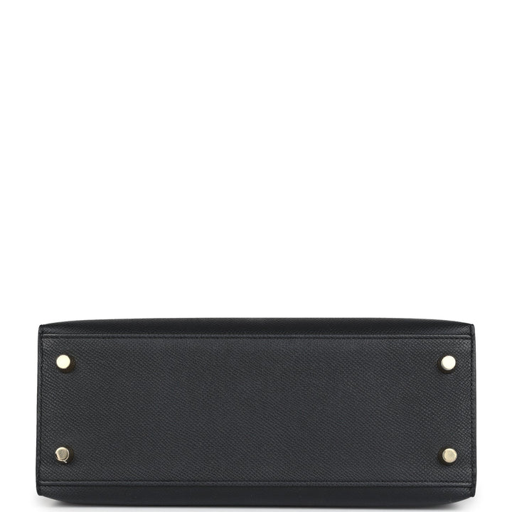 Hermes Kelly Sellier 25 Black Epsom Gold Hardware