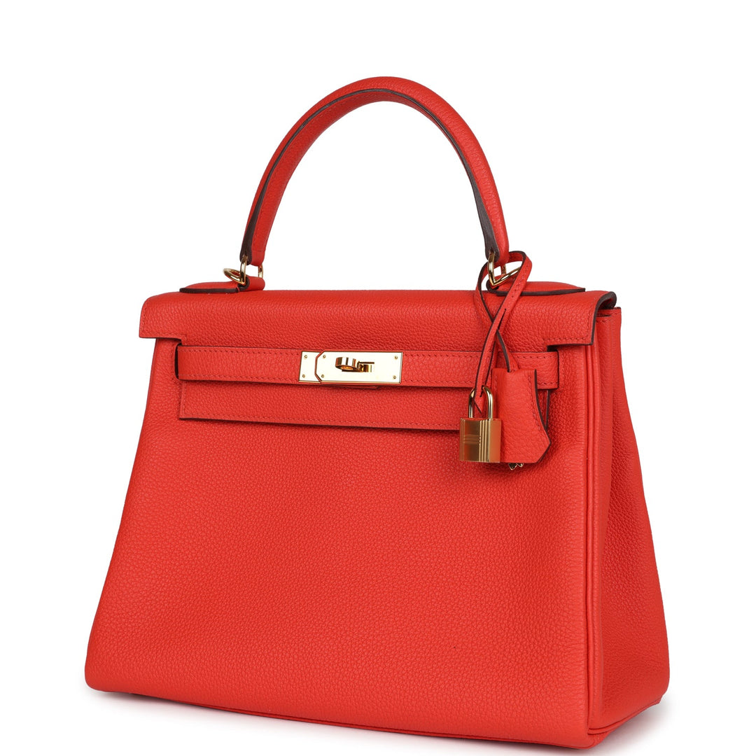 New Hermes Kelly Retourne 28 Capucine Togo Gold Hardware