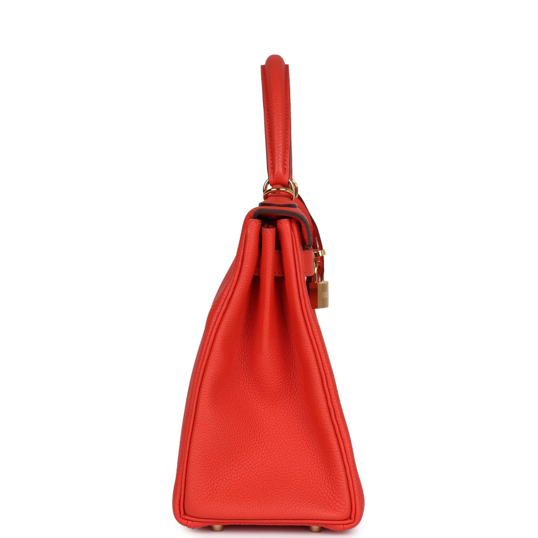 Hermes Kelly Retourne 28 Capucine Togo Gold Hardware