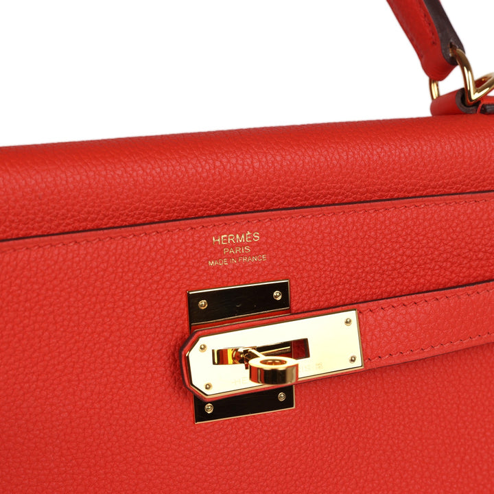 New Hermes Kelly Retourne 28 Capucine Togo Gold Hardware