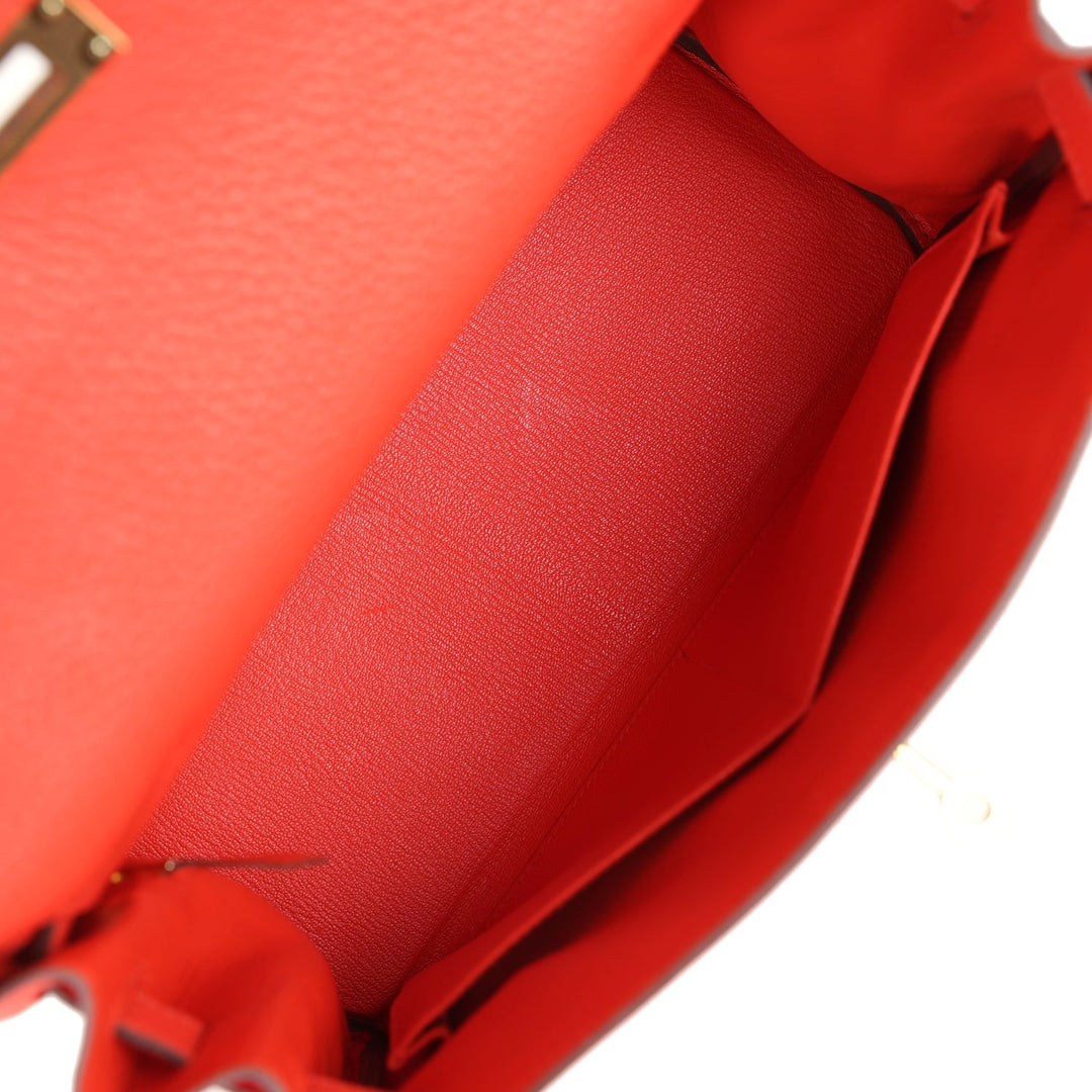 New Hermes Kelly Retourne 28 Capucine Togo Gold Hardware