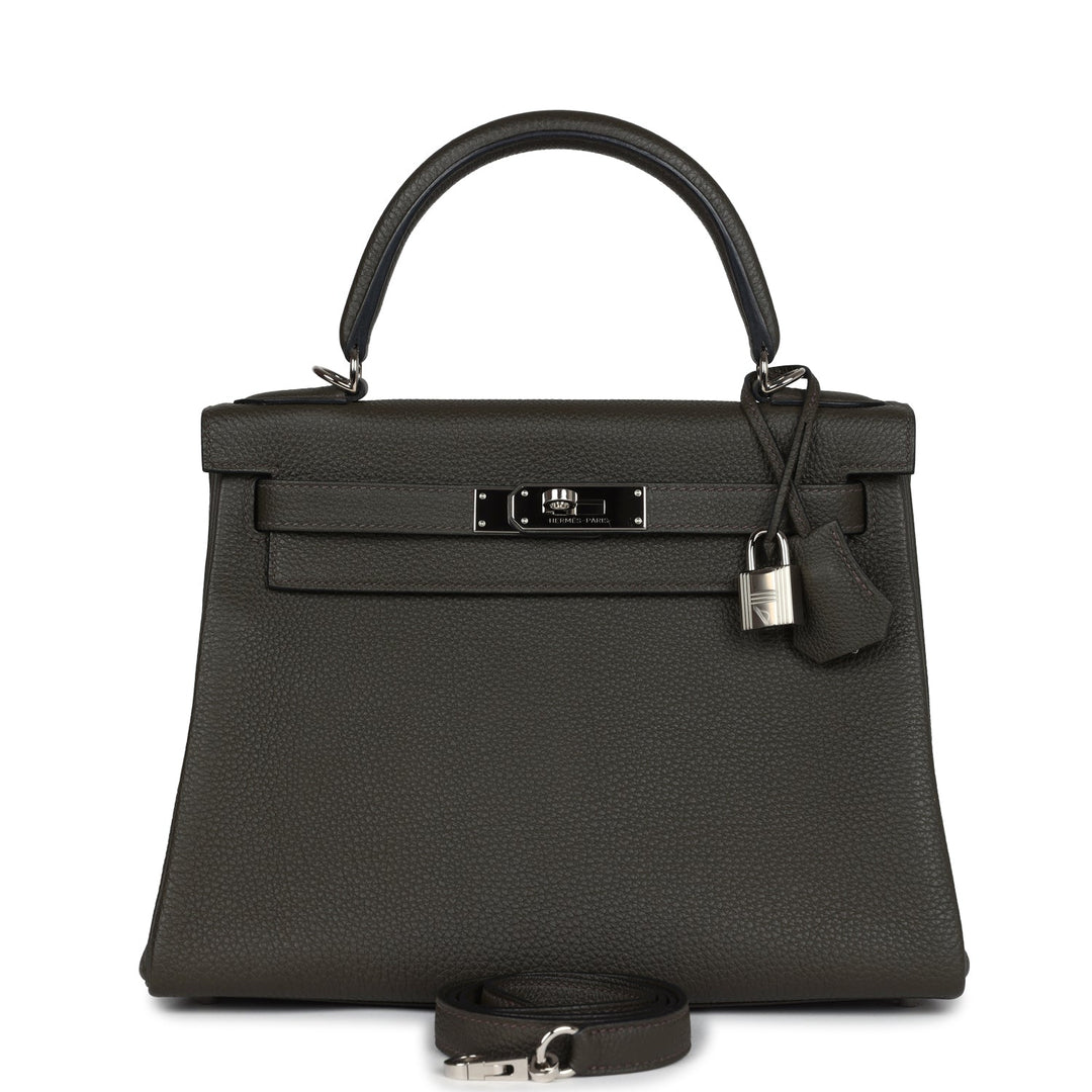 Hermes Kelly Retourne 28 Vert De Gris Togo Palladium Hardware