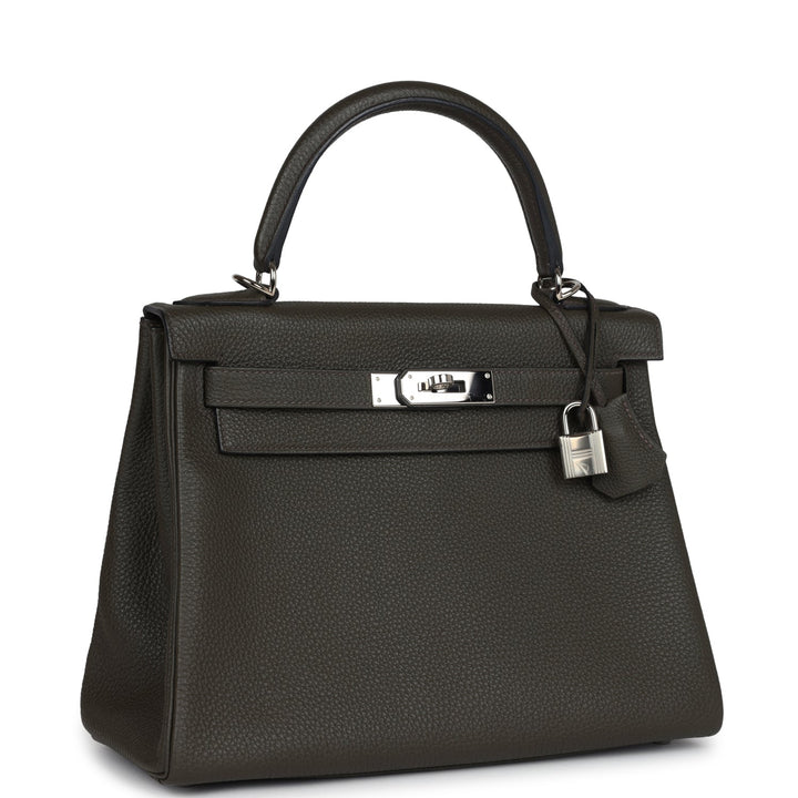 Hermes Kelly Retourne 28 Vert De Gris Togo Palladium Hardware