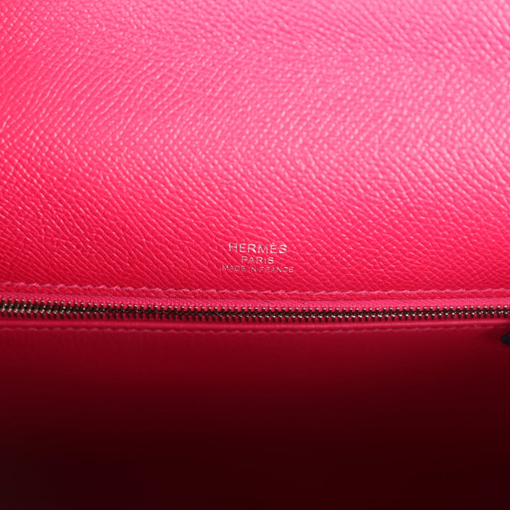 Hermes Kelly Sellier 28 Casaque Bleu Indigo and Rouge Sellier Epsom Palladium Hardware