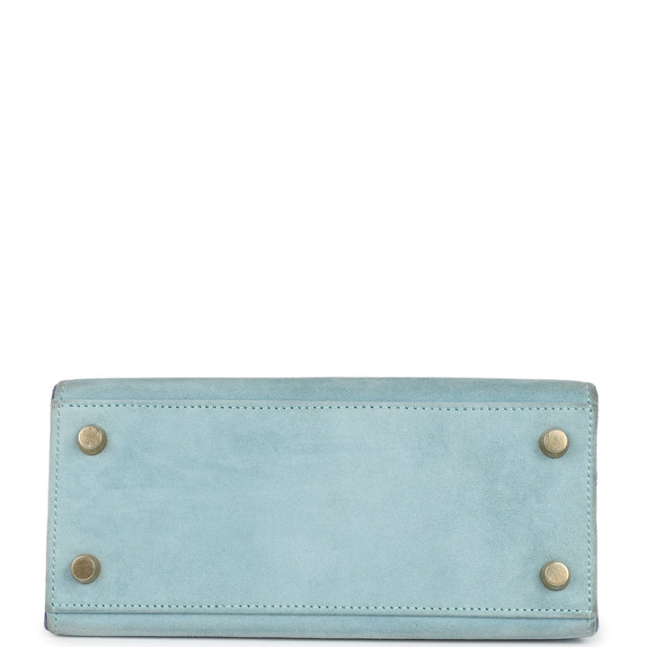 Hermes Kelly Sellier 20 Bleu Electric and Aqua Doblis Gold Hardware