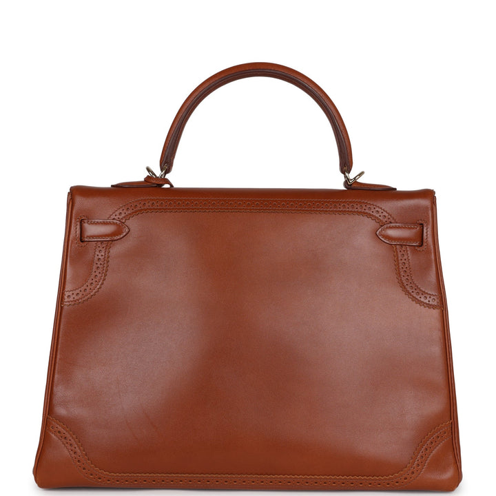 Hermes Ghillies Kelly Retourne 35 Fauve Tadelakt Permabrass Hardware