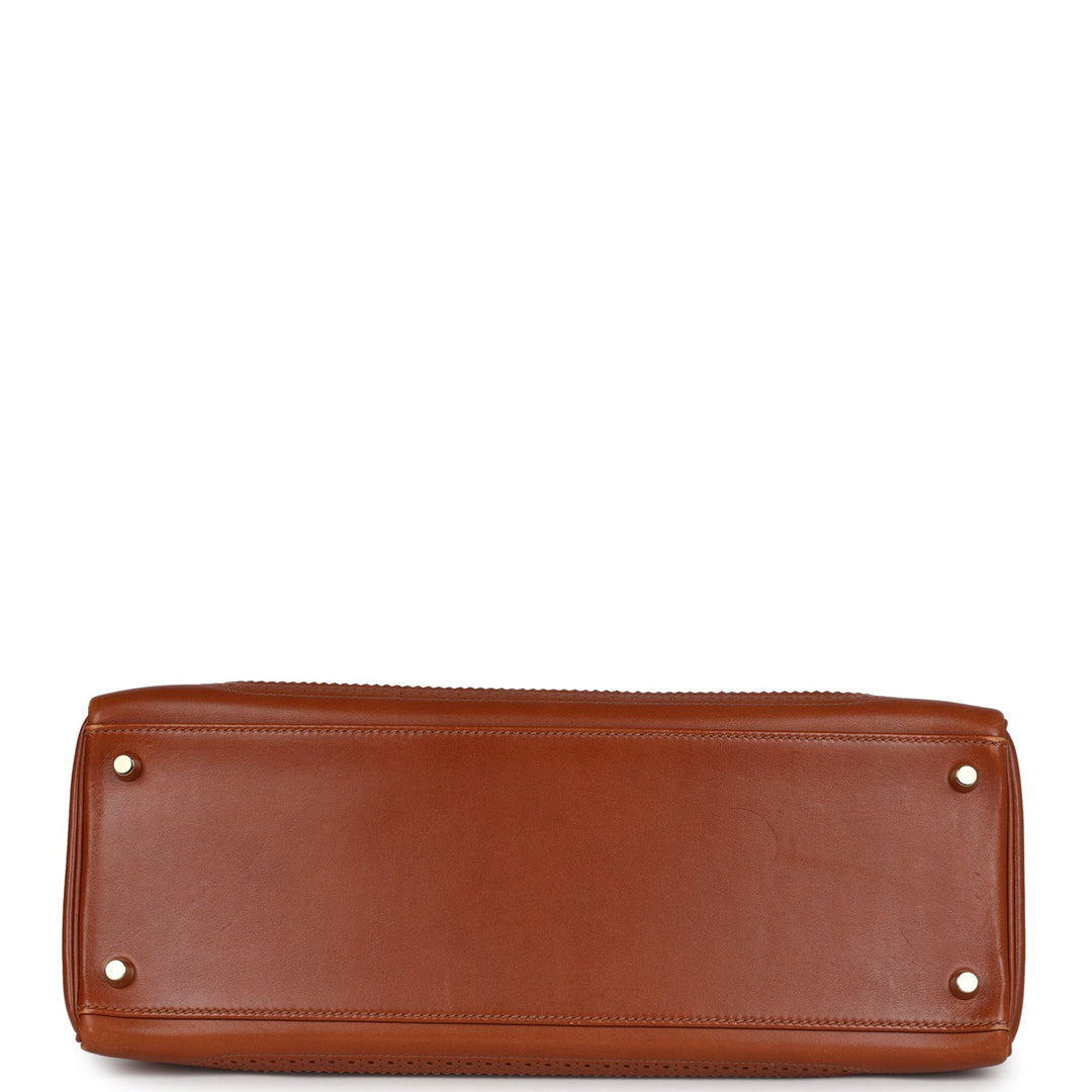 New Hermes Ghillies Kelly Retourne 35 Fauve Tadelakt Permabrass Hardware