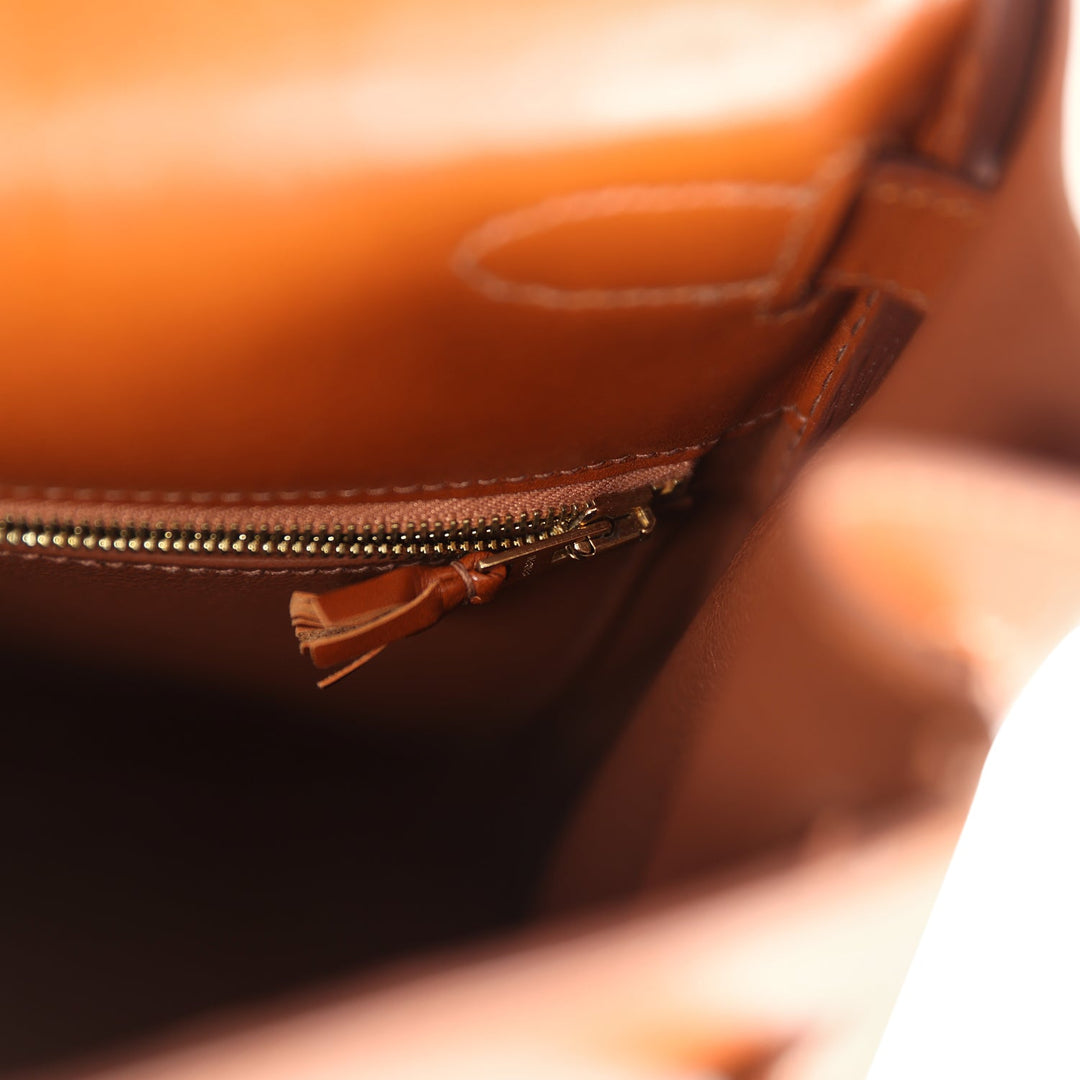 New Hermes Ghillies Kelly Retourne 35 Fauve Tadelakt Permabrass Hardware