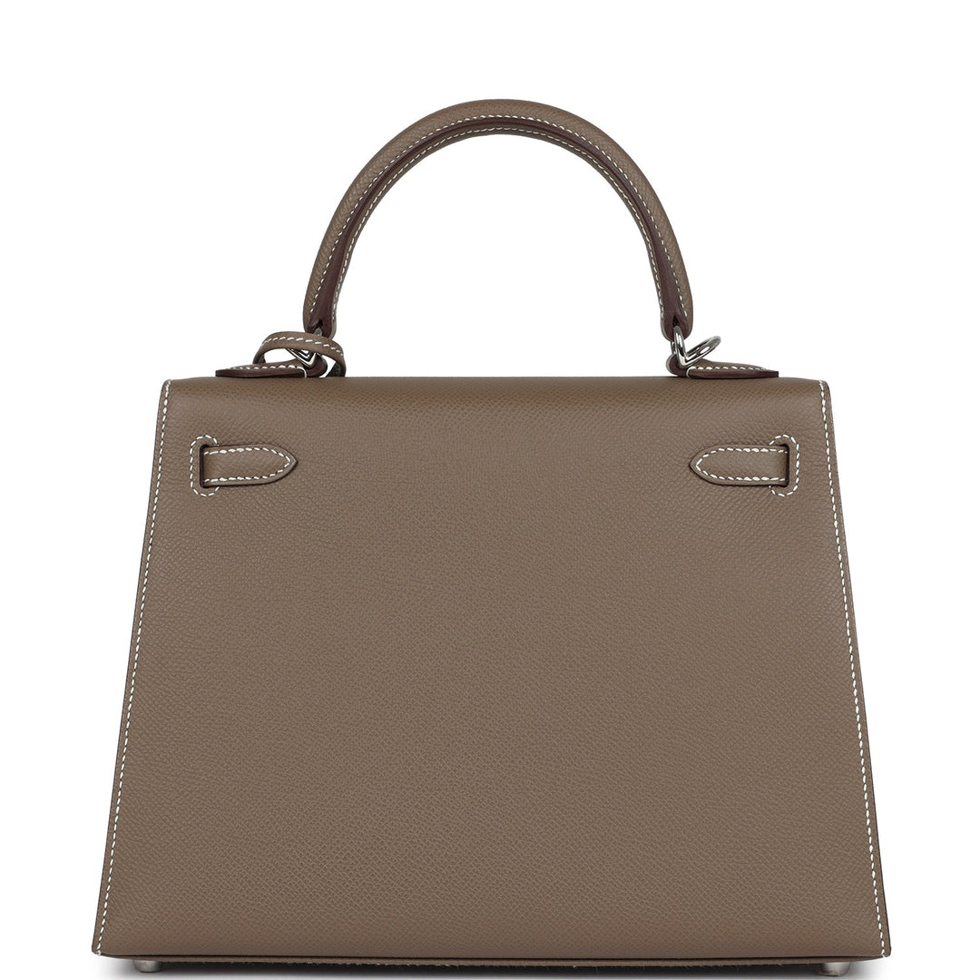 New Hermes Kelly Sellier 25 Etoupe Epsom Palladium Hardware