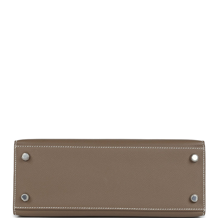 New Hermes Kelly Sellier 25 Etoupe Epsom Palladium Hardware