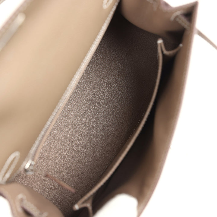 New Hermes Kelly Sellier 25 Etoupe Epsom Palladium Hardware