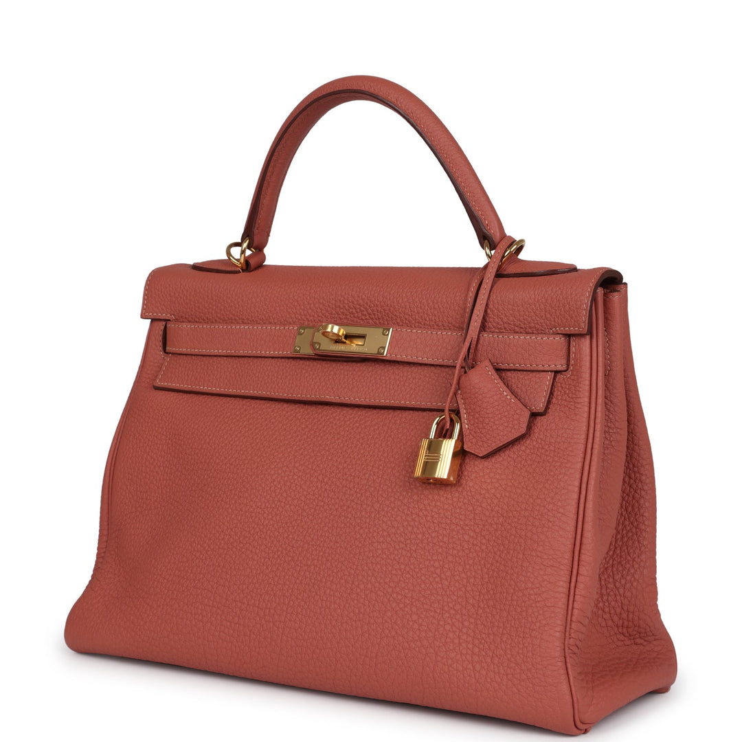 New Hermes Kelly Retourne 32 Rosy Togo Gold Hardware