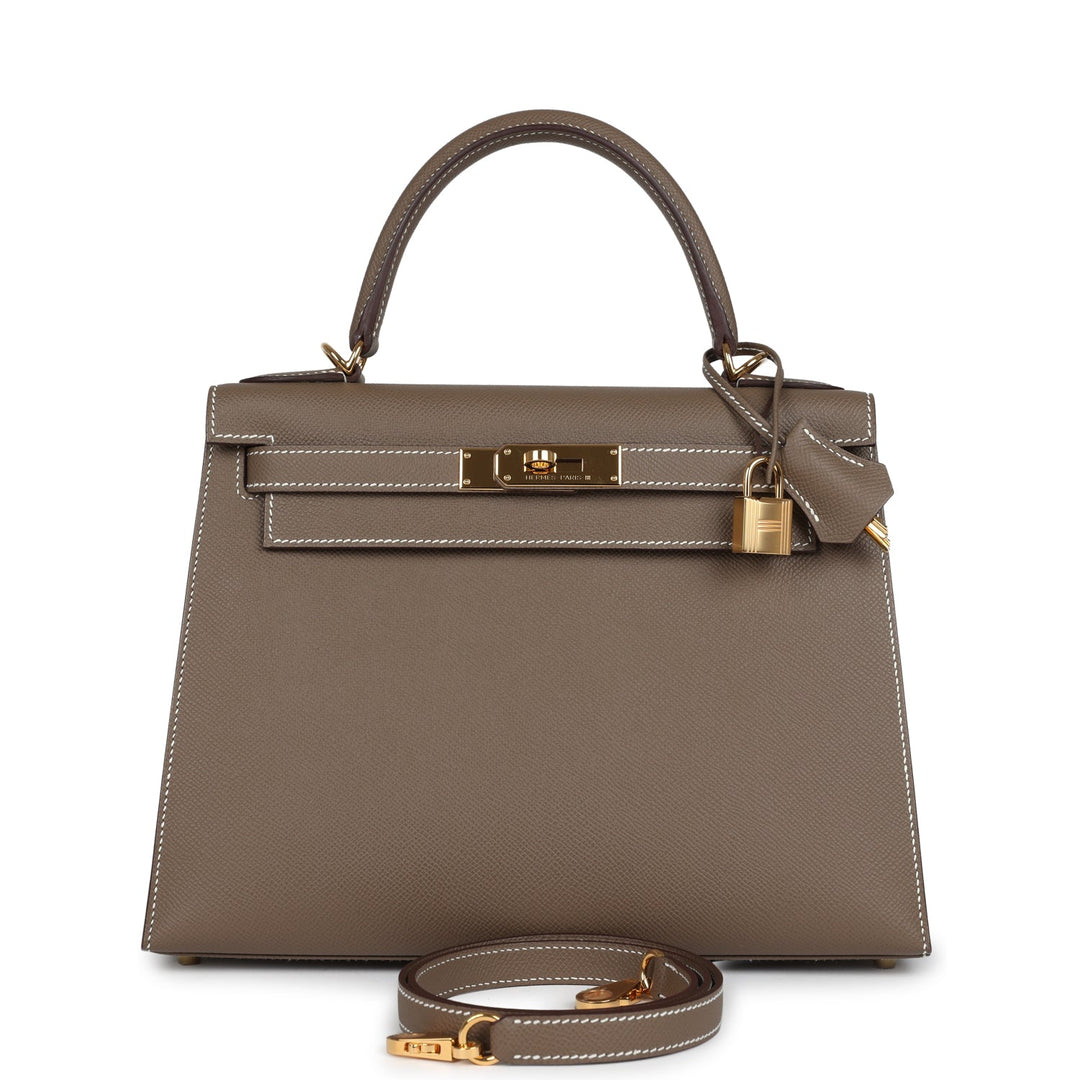 Hermes Kelly Sellier 28 Etoupe Epsom Gold Hardware