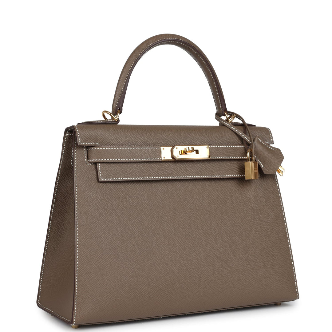 Hermes Kelly Sellier 28 Etoupe Epsom Gold Hardware