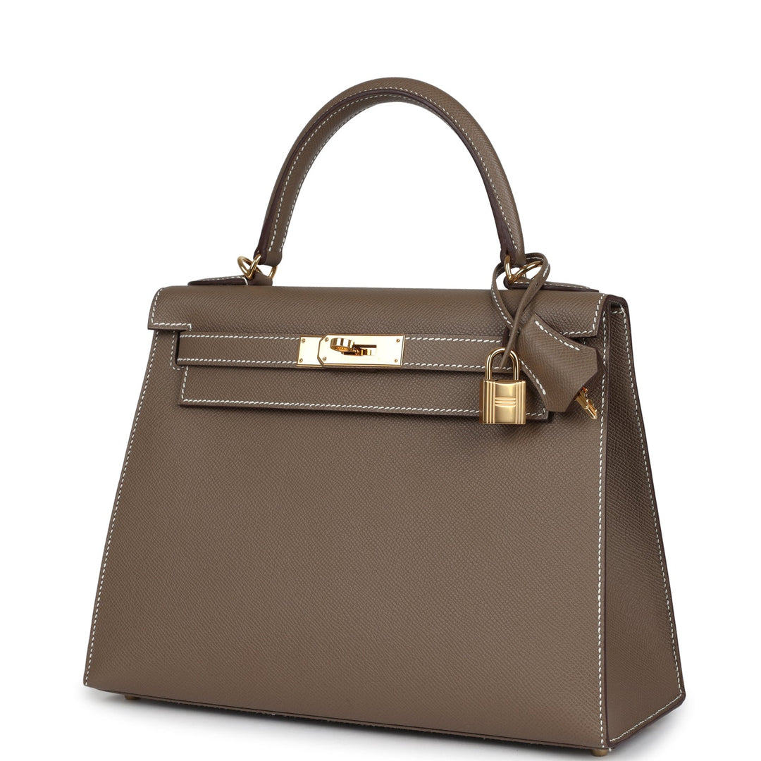 Hermes Kelly Sellier 28 Etoupe Epsom Gold Hardware